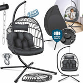 KESSER® Egg Hangstoel met Standaard - Tot 150kg - Antraciet